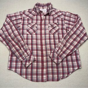 Panhandle Slim Red and White Plaid Snap Down Shirt - Girls - Size XL
